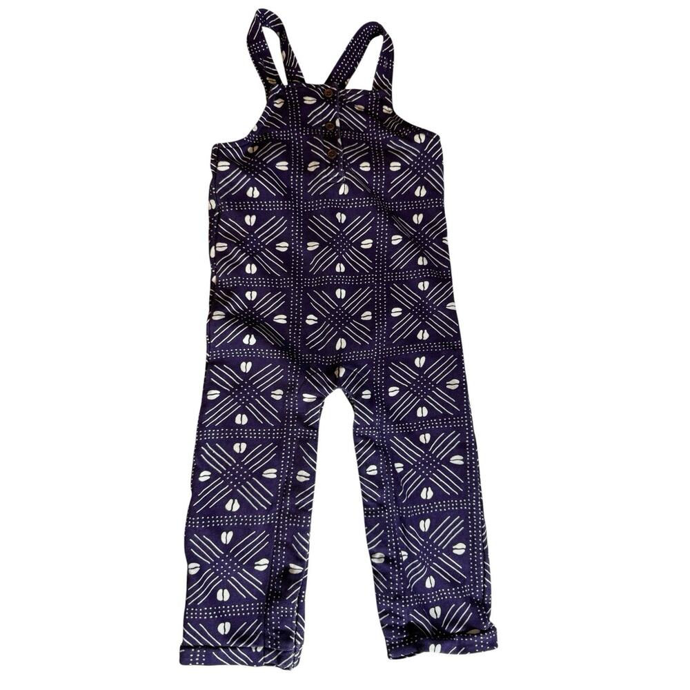 Ade+Ayo Overalls Girls Size 18M Purple White 100% Cotton Tribal Boho Retro Disco